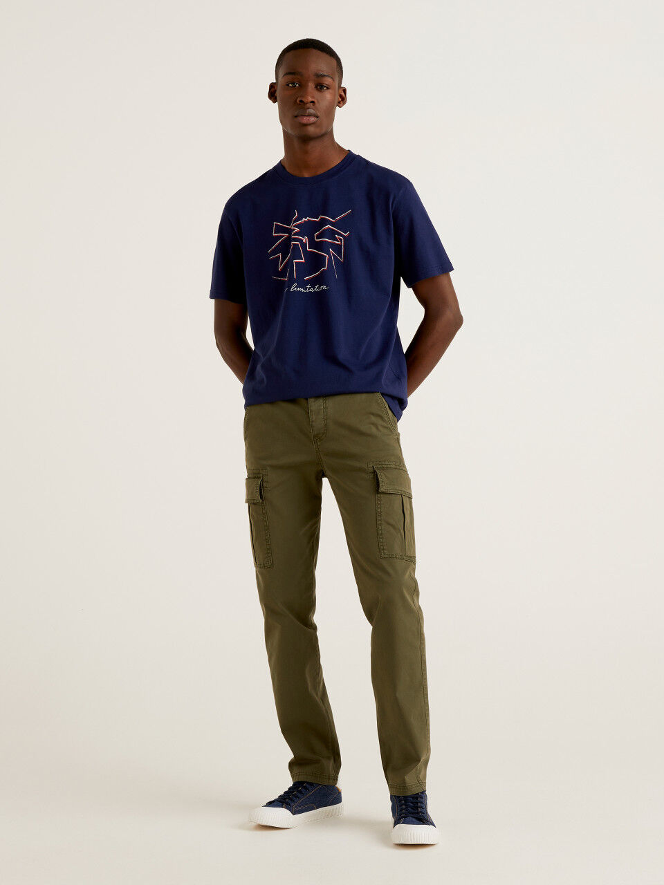 HUGO - Slim-fit cargo trousers in structured performance-stretch jersey